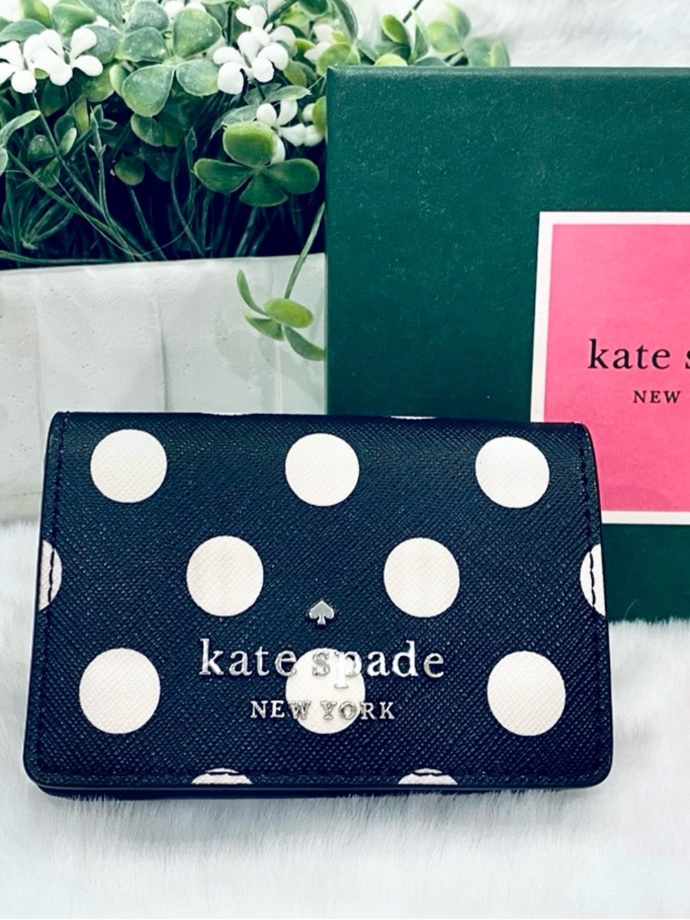 Kate Spade ♠️ Black & White Polka Dot Small folding Wallet NWT